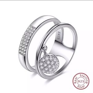 925 Sterling Silver Women Ring AAA Cubic Z Pave